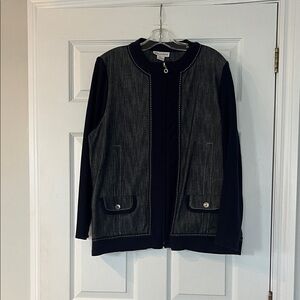 TanJay Two-Tone Jean Jacket with Button Details